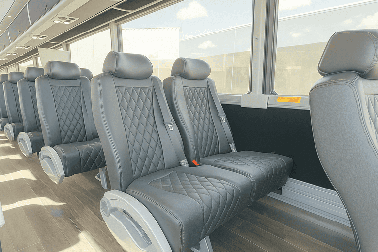 interior of Duluth Coach Bus Service charter bus