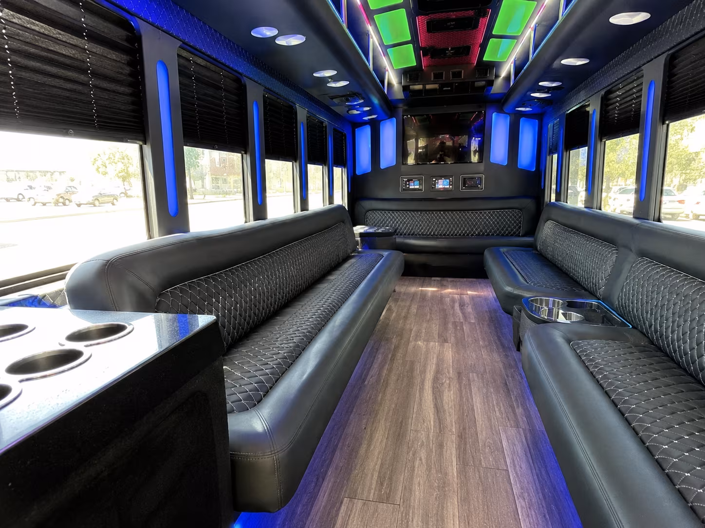 duluth 15 passenger party bus inside