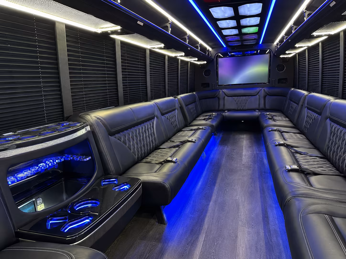 duluth 20 passenger party bus inside