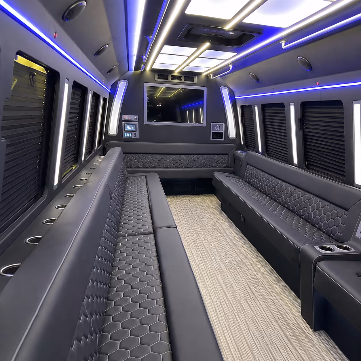 duluth 40 passenger party bus inside